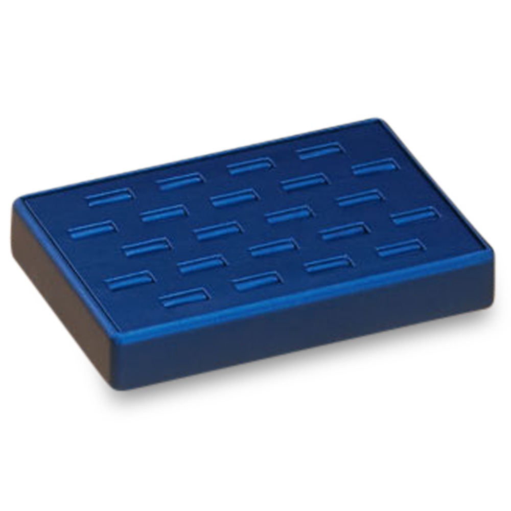 Navy Blue Leatherette 22 Slot Ring Tray