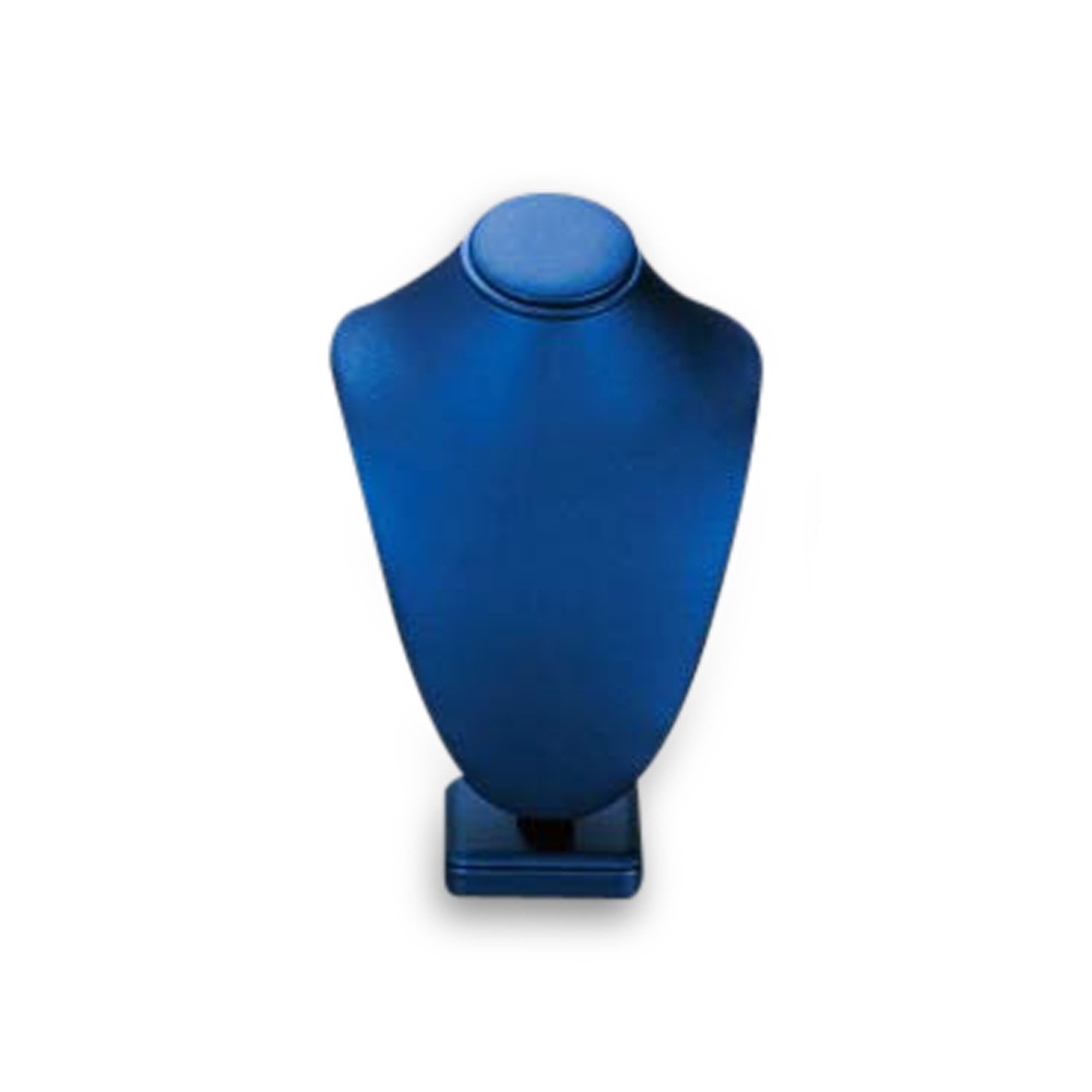 Navy Blue Leatherette Medium Wood Neckform Stand