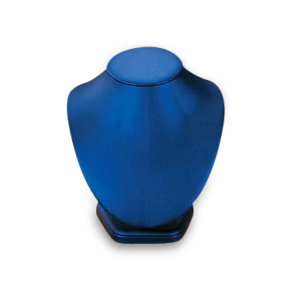 Navy Blue Leatherette Medium Wood Neckform Stand