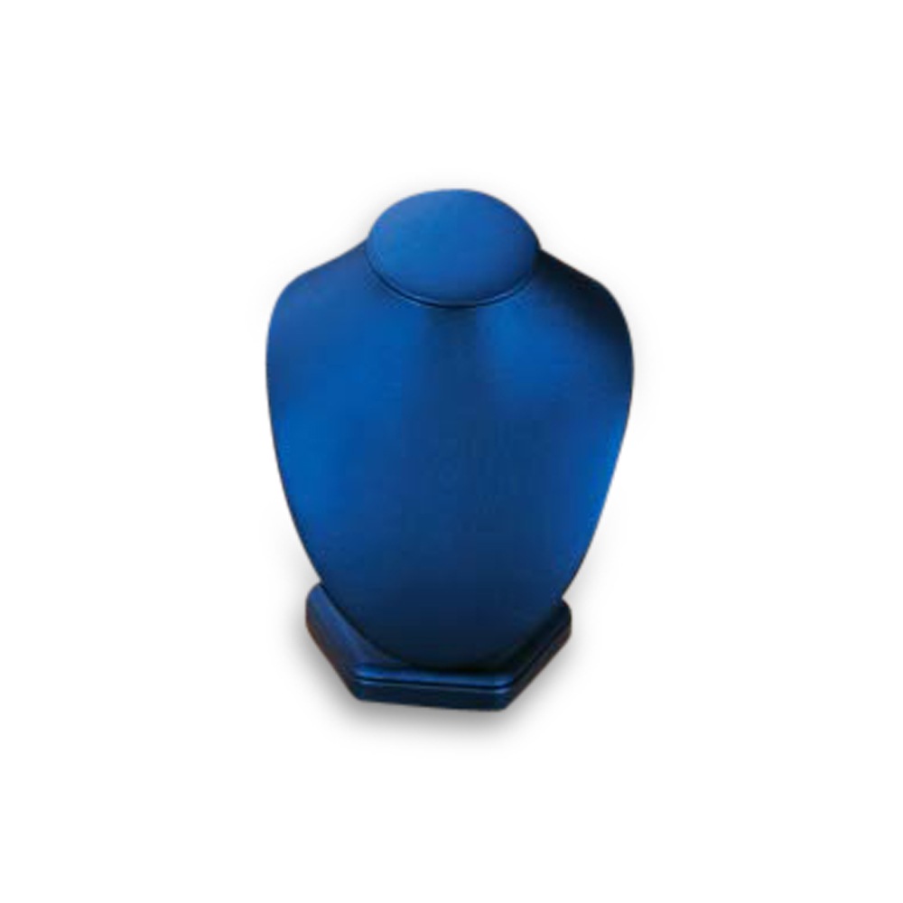 Navy Blue Leatherette Small Wood Neckform Stand