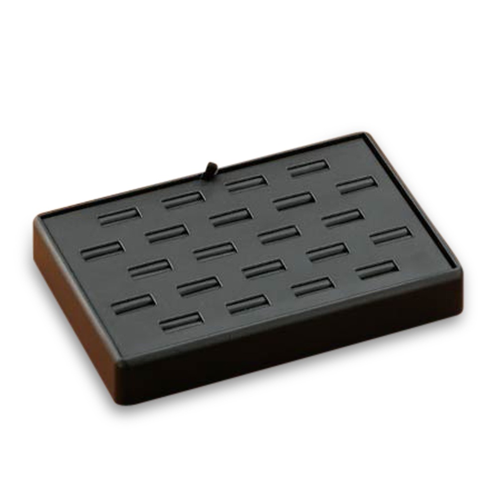 Black Leatherette 22 Slot Ring Tray