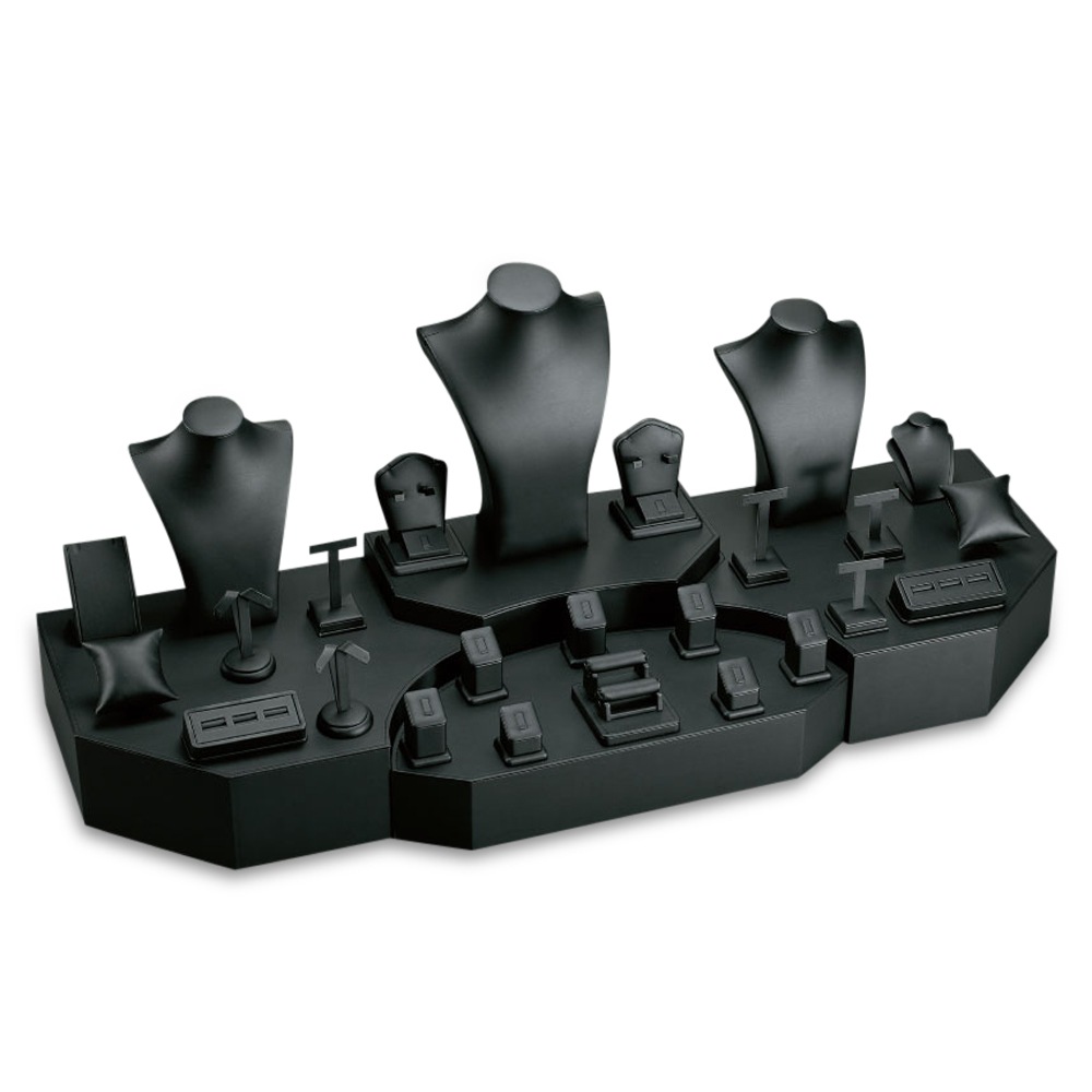 Black Leatherette Showcase Display Set