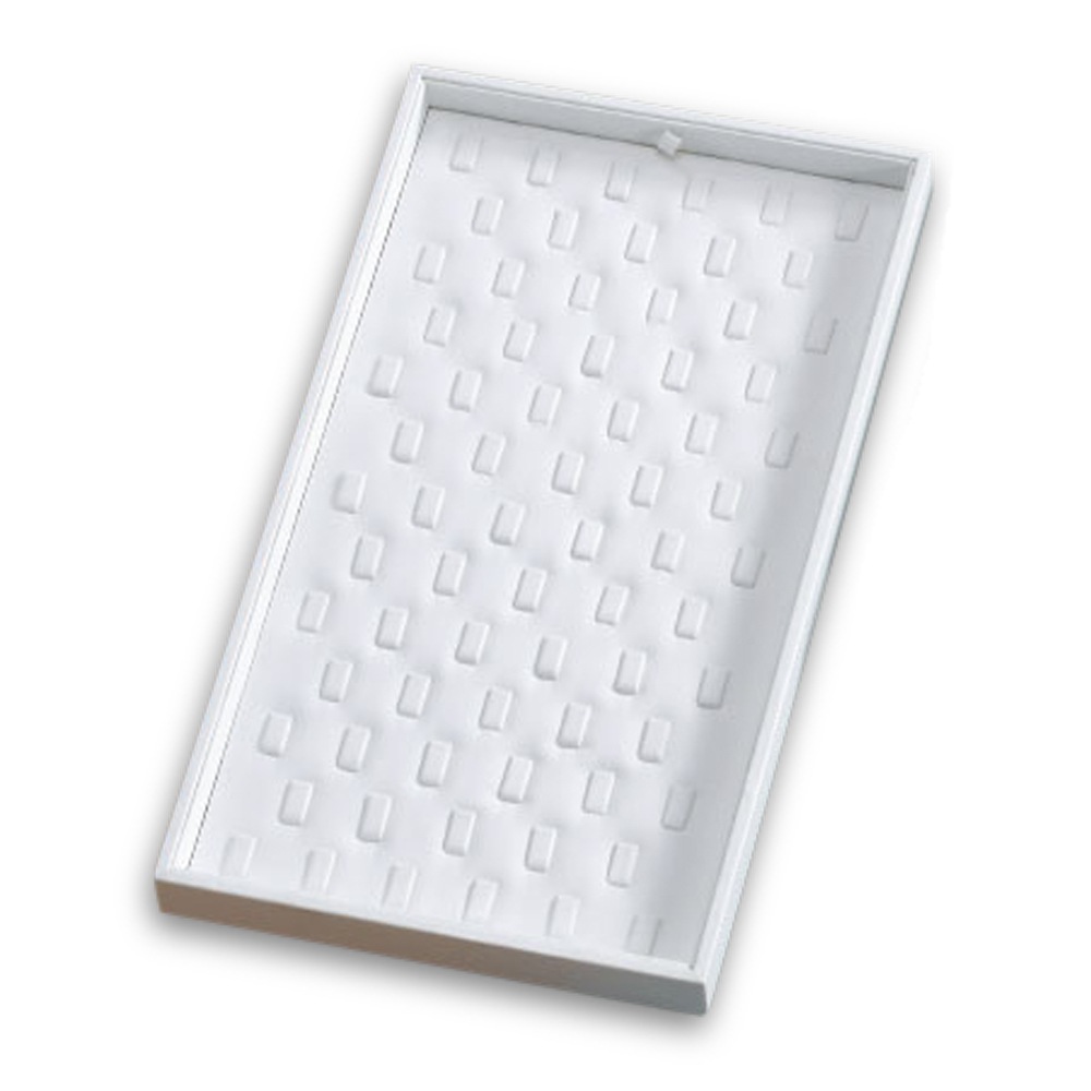 White Leatherette 72 Ring Clip Tray