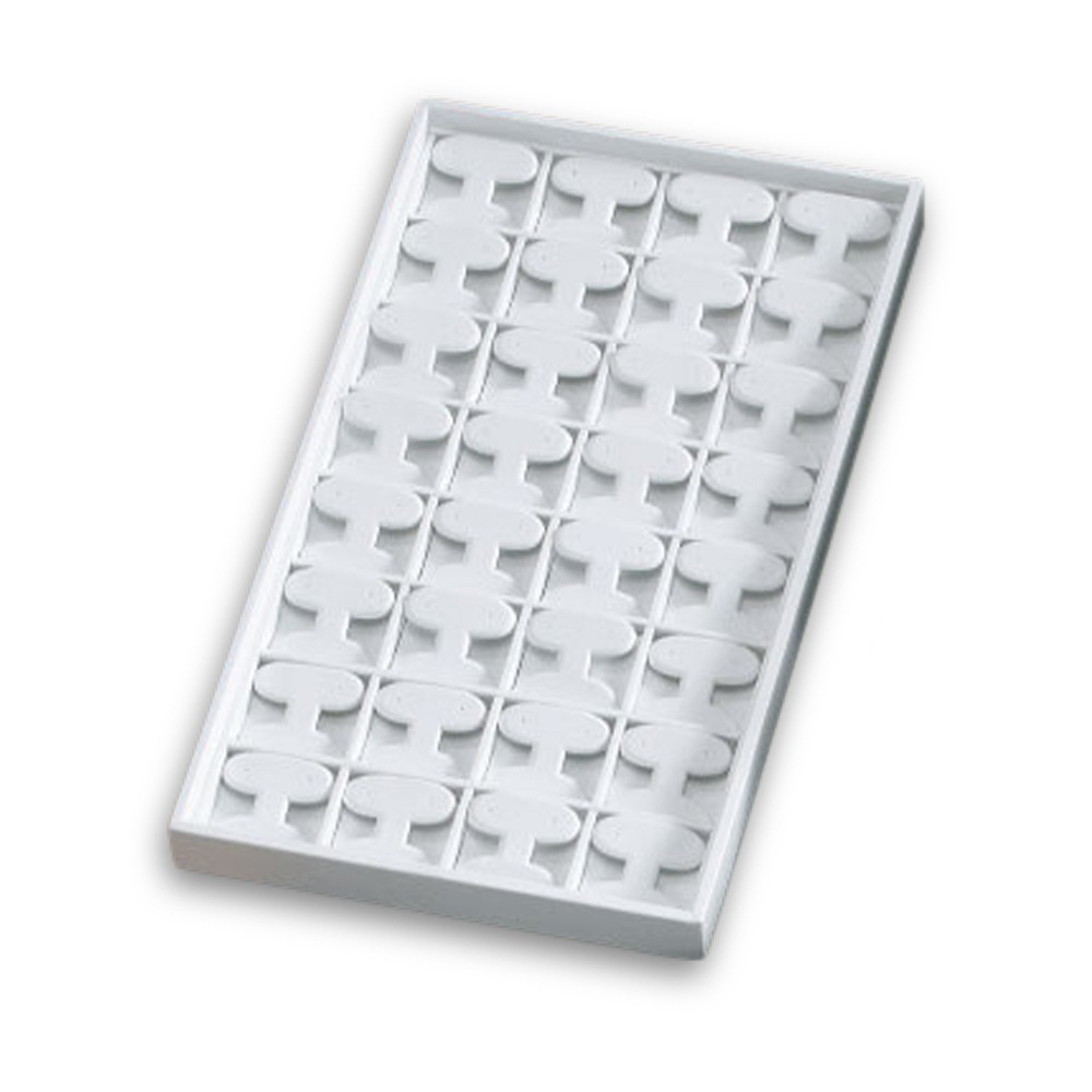 White Leatherette 32 Earring Tree Tray