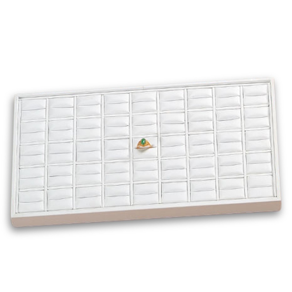 White Leatherette 45 Ring Slot Tray