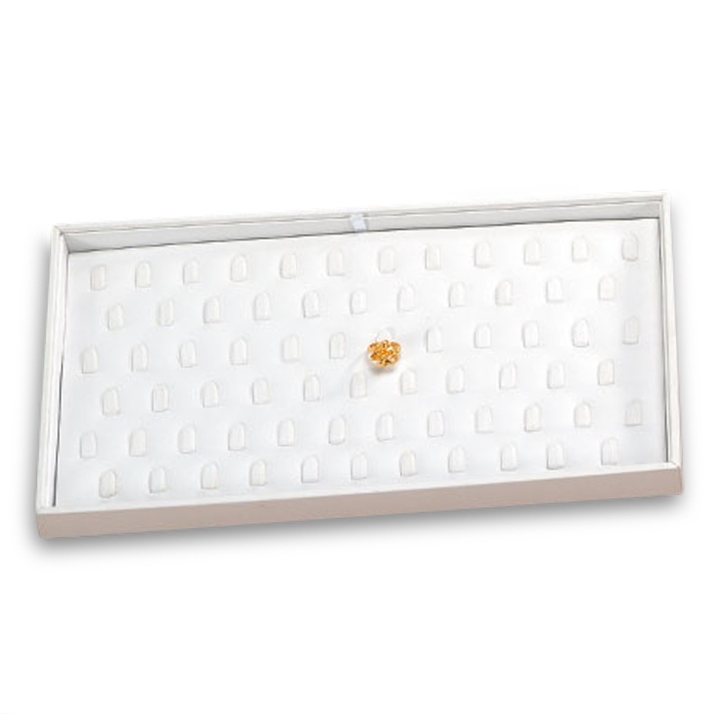White Leatherette 72 Ring Clip Tray