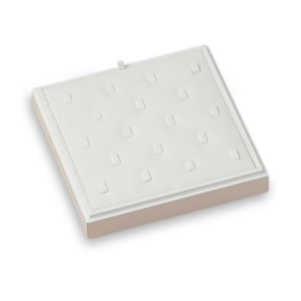 White Leatherette 16 Ring Clip Tray