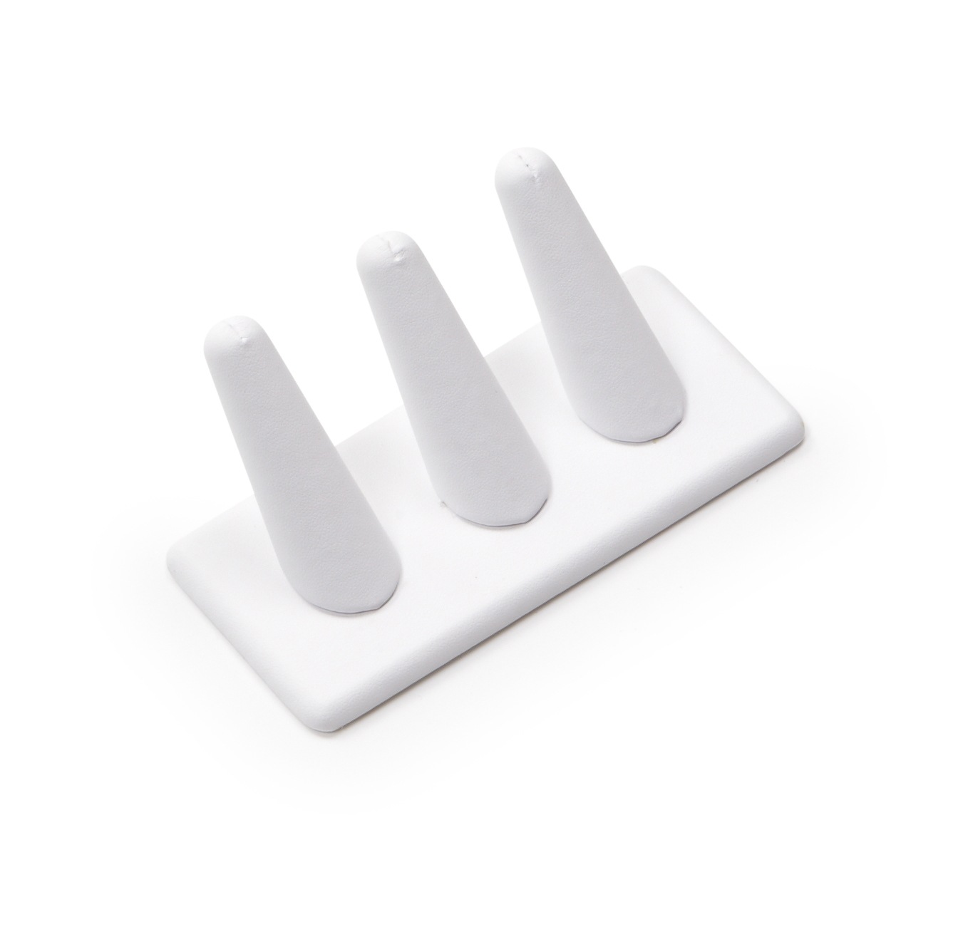White Leatherette 3 Ring Finger Display