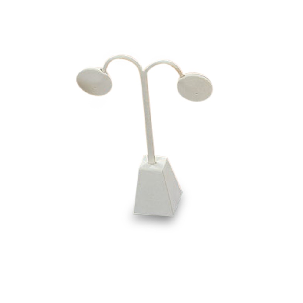 White Leatherette Earring Stand