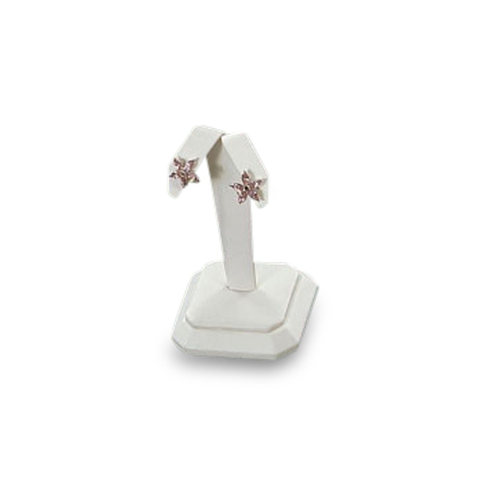 White Leatherette Earring Stand