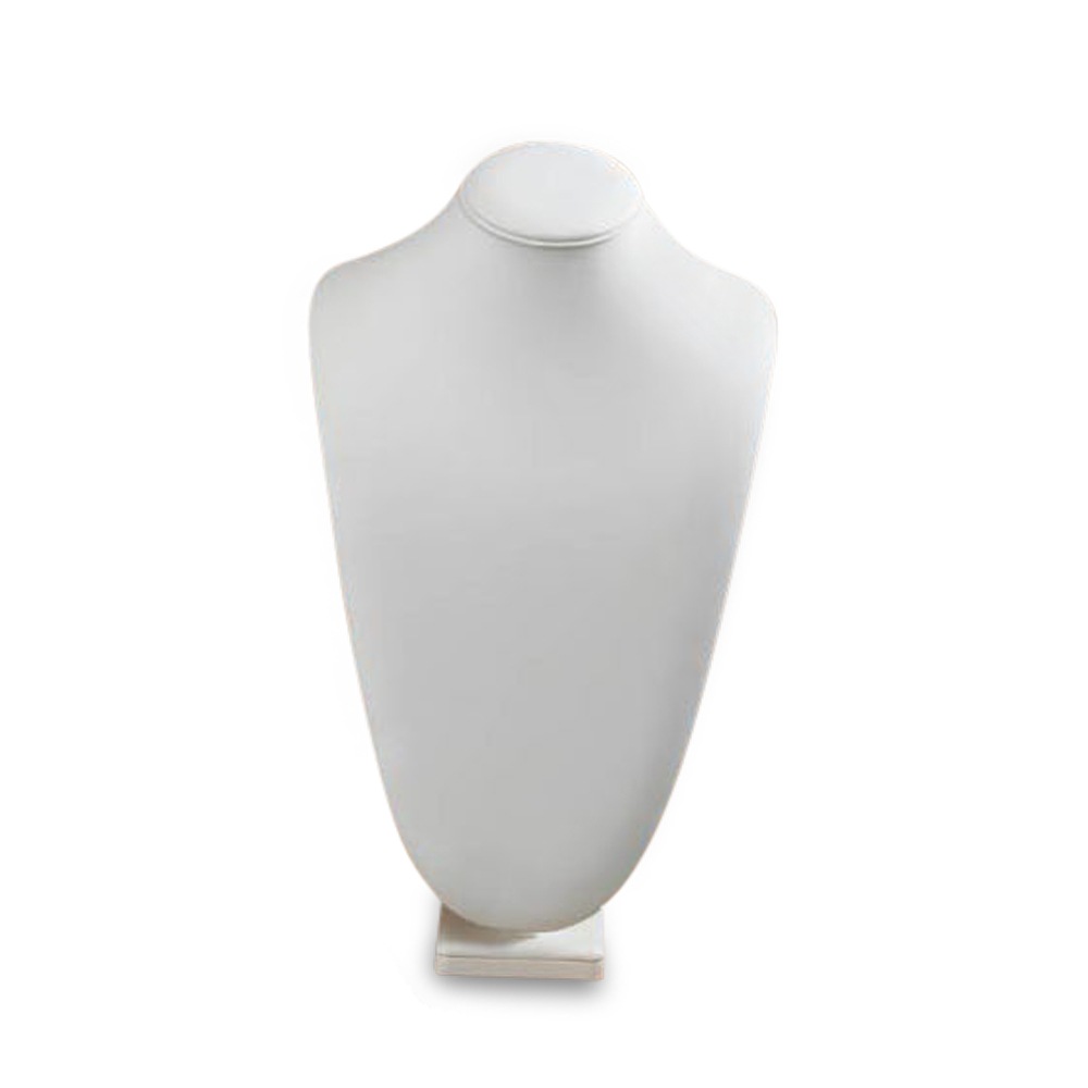 White Leatherette 2X-Large Wood Neckform Stand