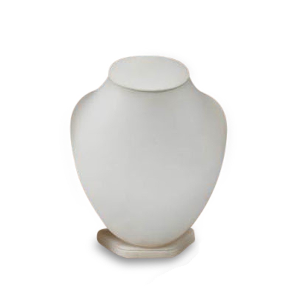 White Leatherette Large Wood Neckform Stand