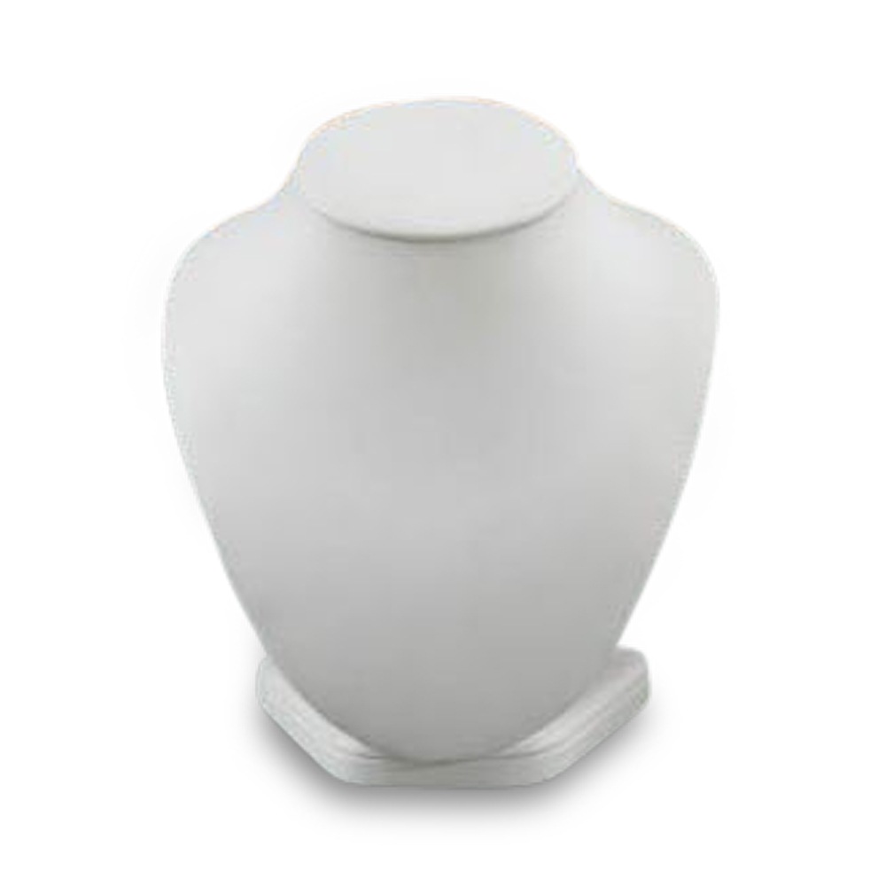 White Leatherette Medium Wood Neckform Stand