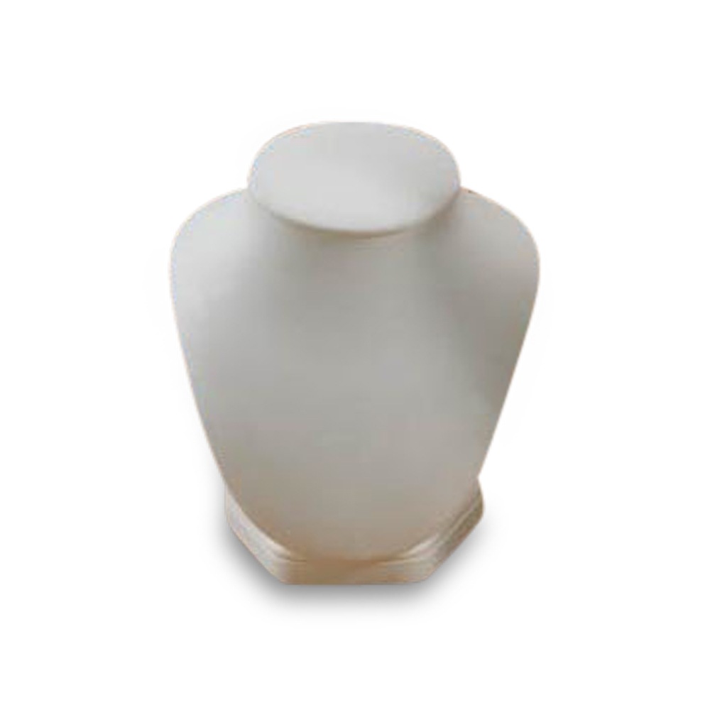 White Leatherette Small Wood Neckform Stand