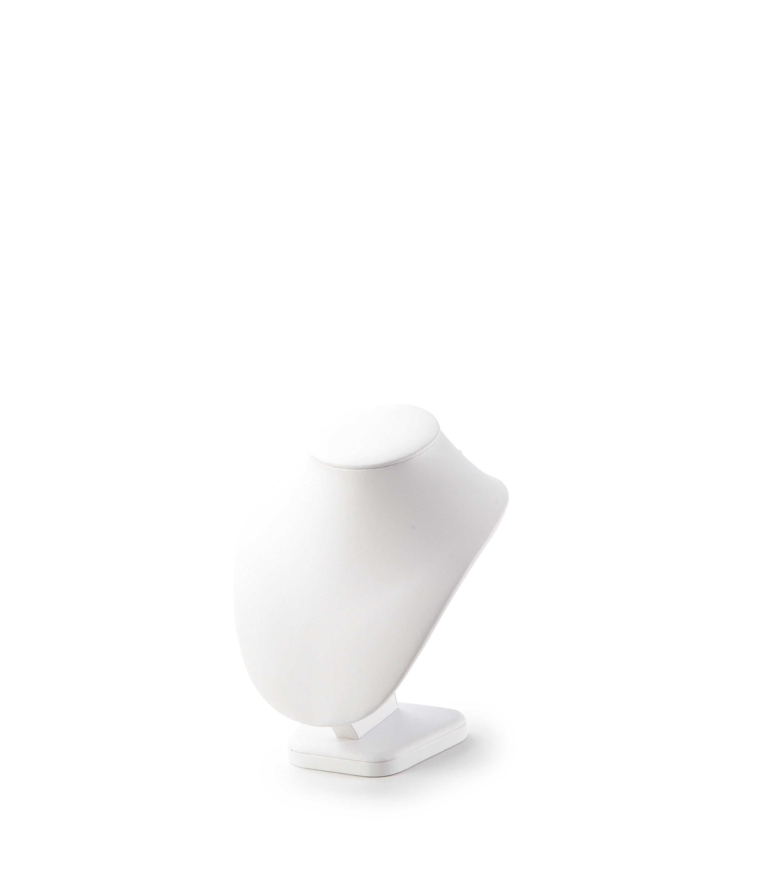 White Leatherette Large Wood Neckform Stand