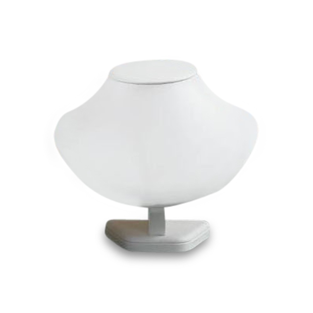 White Leatherette X-Large Wood Neckform Stand