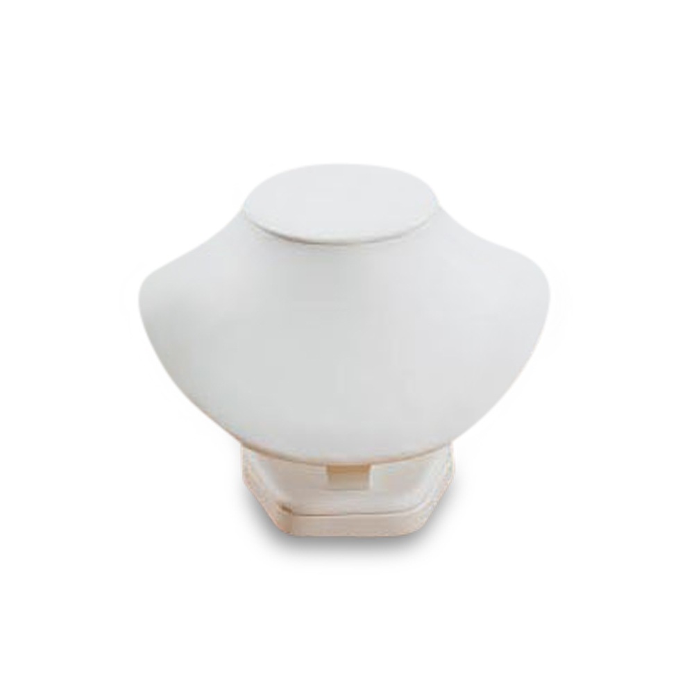 White Leatherette Large Wood Neckform Stand