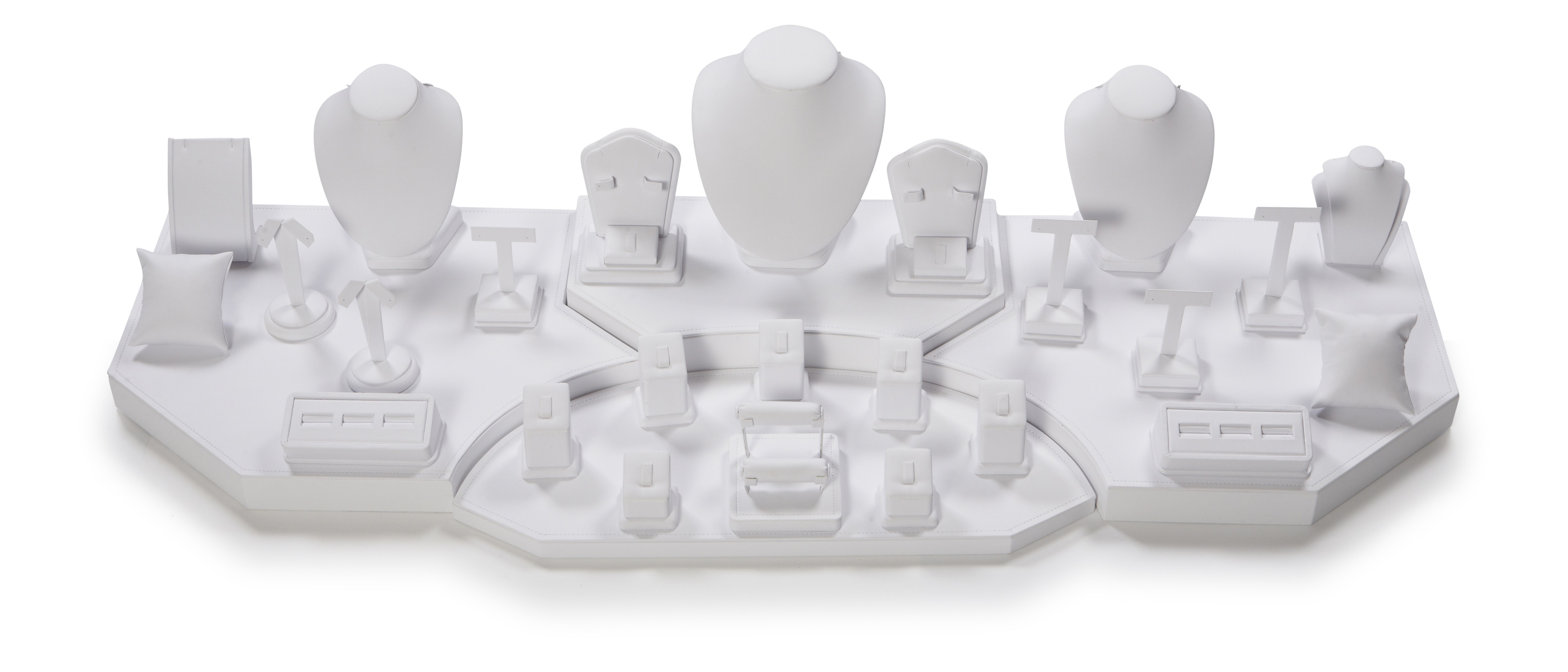 White Leatherette 4' Showcase Display Set