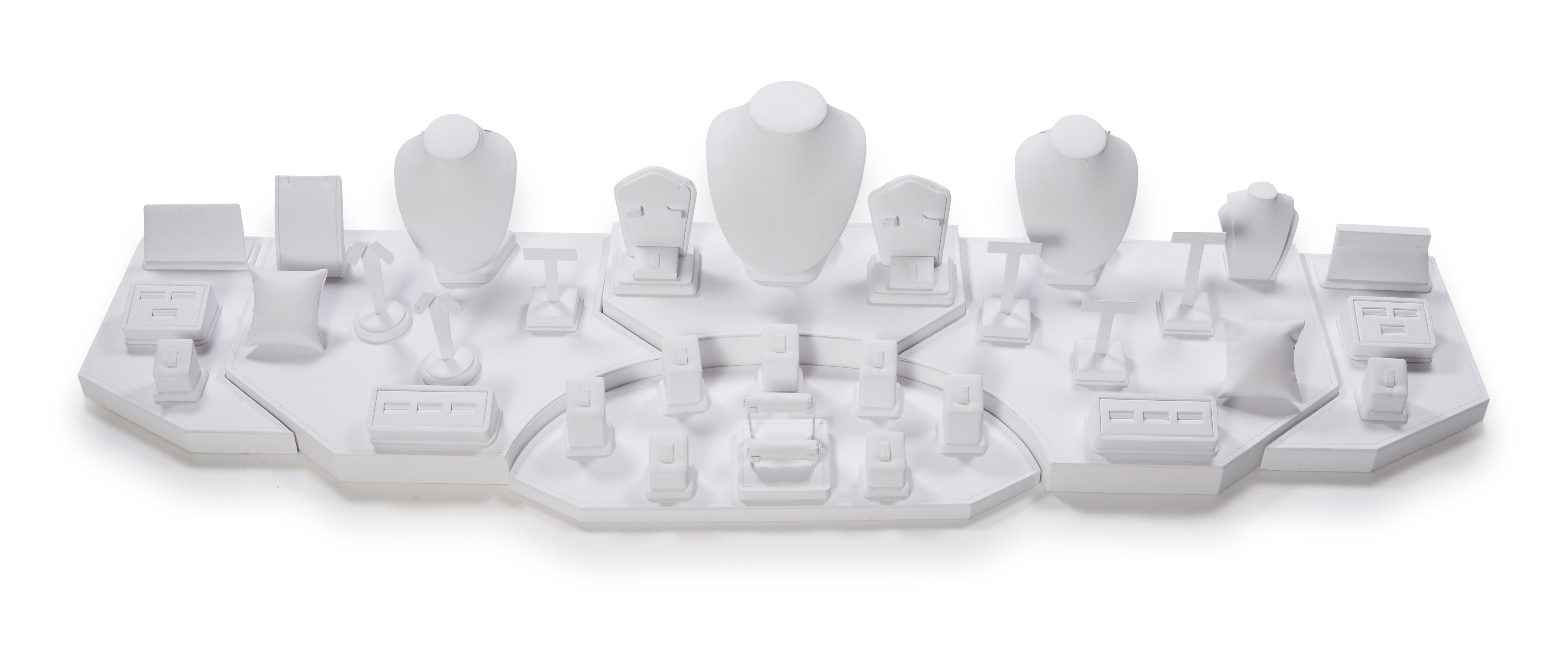 White Leatherette 5' Showcase Display Set