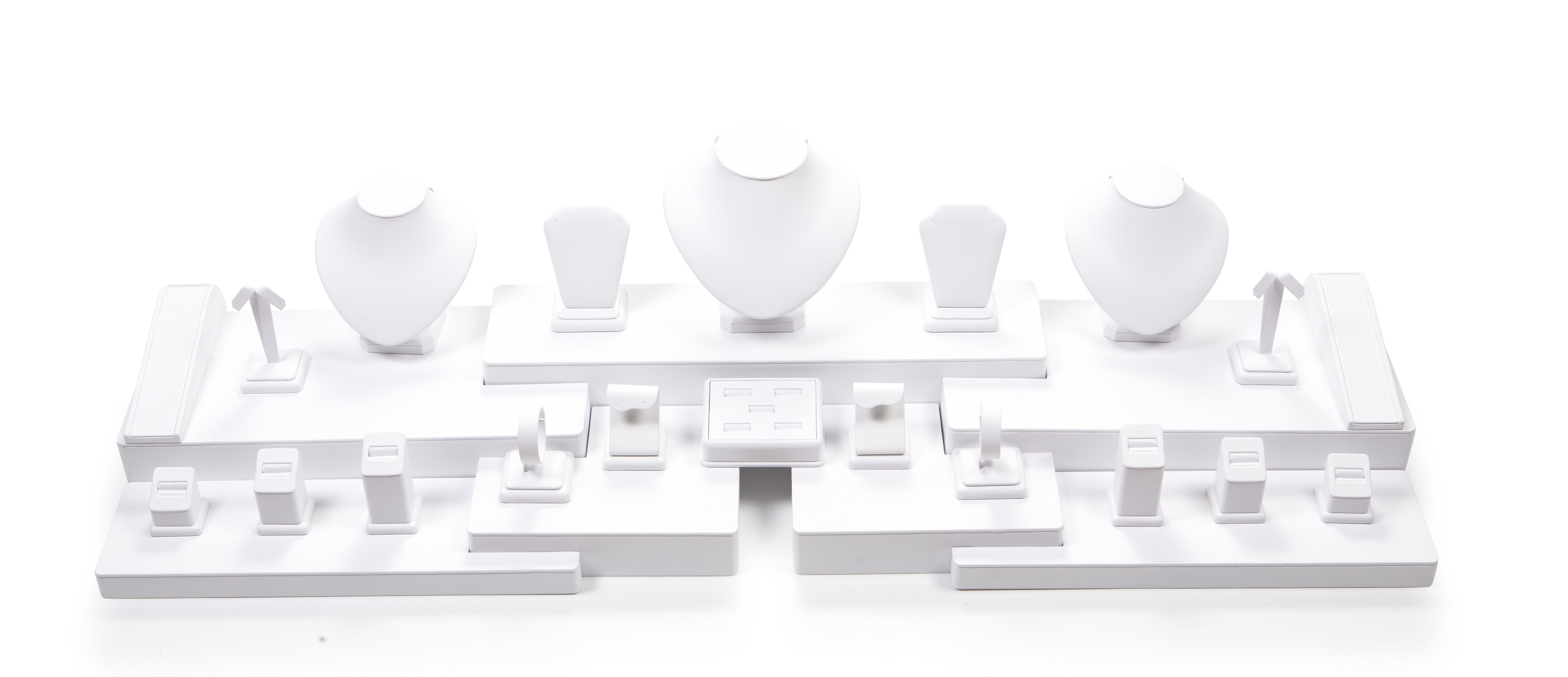 White Leatherette Showcase Display Set