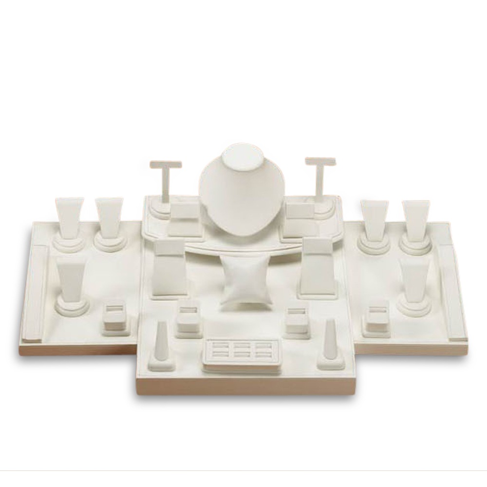 White Leatherette Showcase Display Set