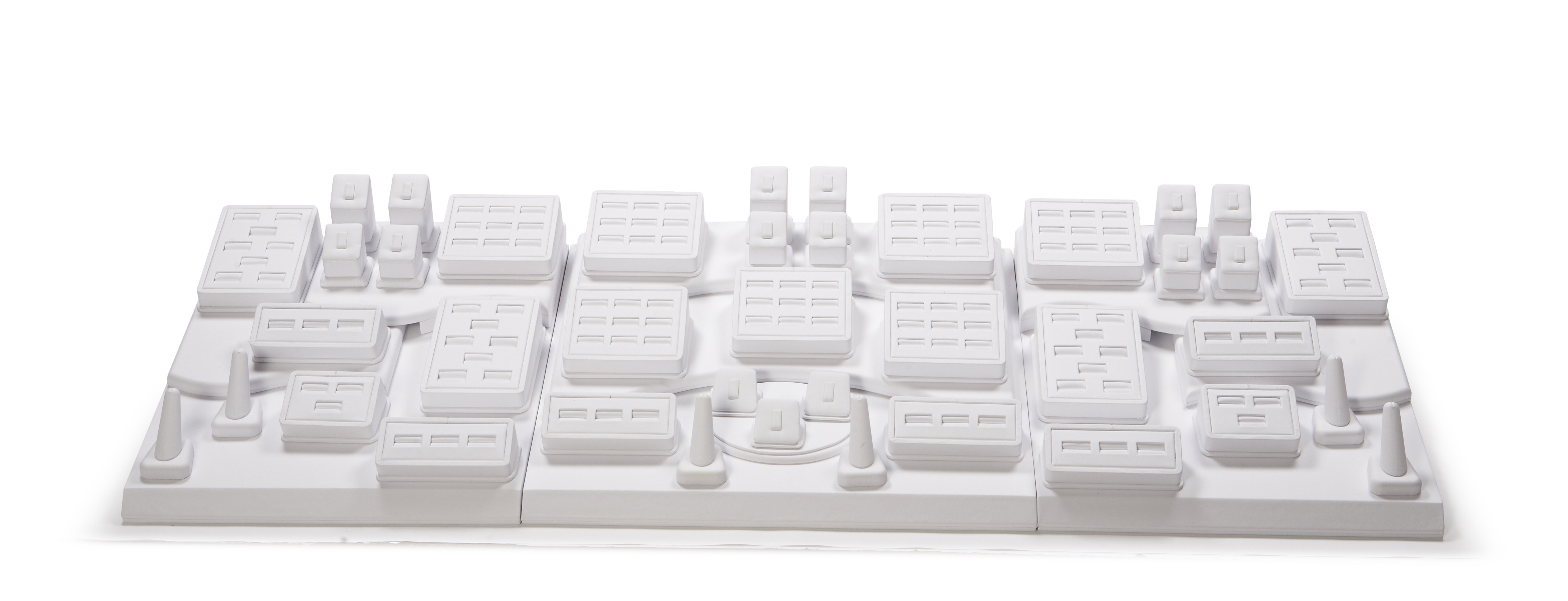 White Leatherette Showcase Display Set