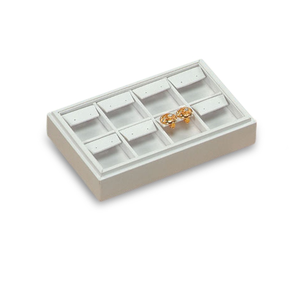White Leatherette 8 Drop Earring Tray