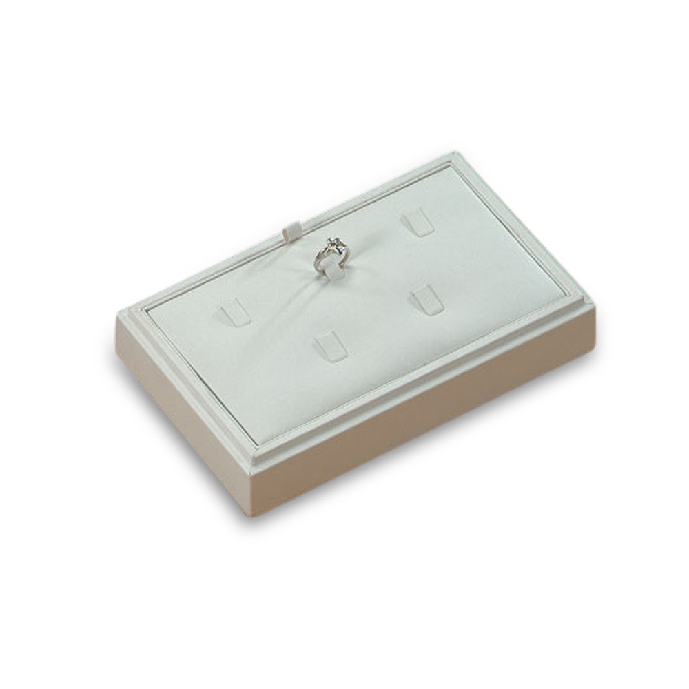 White Leatherette 5 Clip Ring Stand