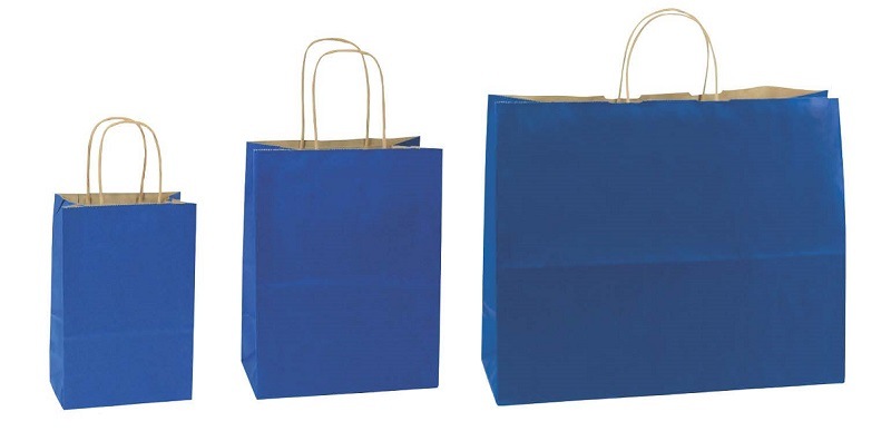 Small Pacific Blue Natural Smooth Paper Bags