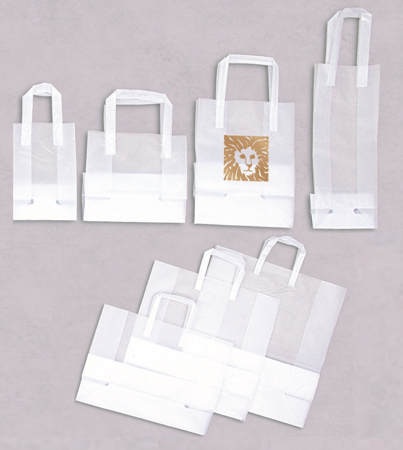 Clear Frosted Shopping Bags with Tri-Fold Handles