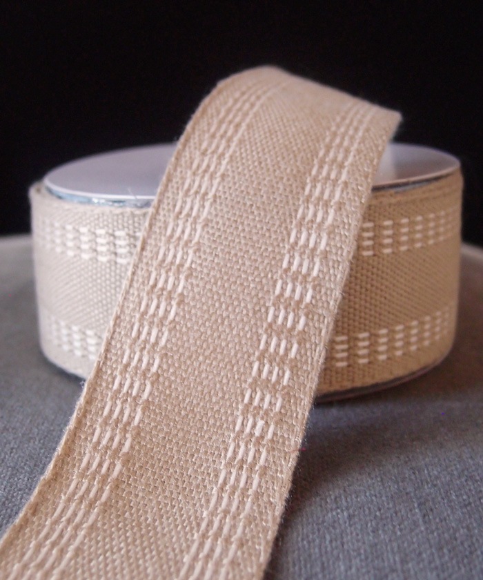 Burlap Webbing Ribbon with Stitching