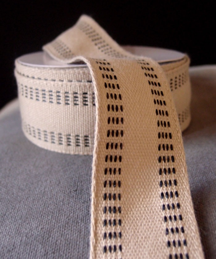 Burlap Webbing Ribbon with Stitching