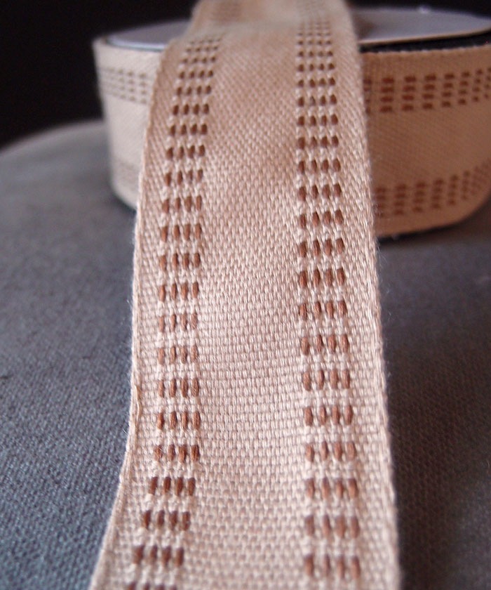 Burlap Webbing Ribbon with Stitching