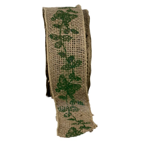 Wired Burlap Jute Ribbon with Butterfly Print