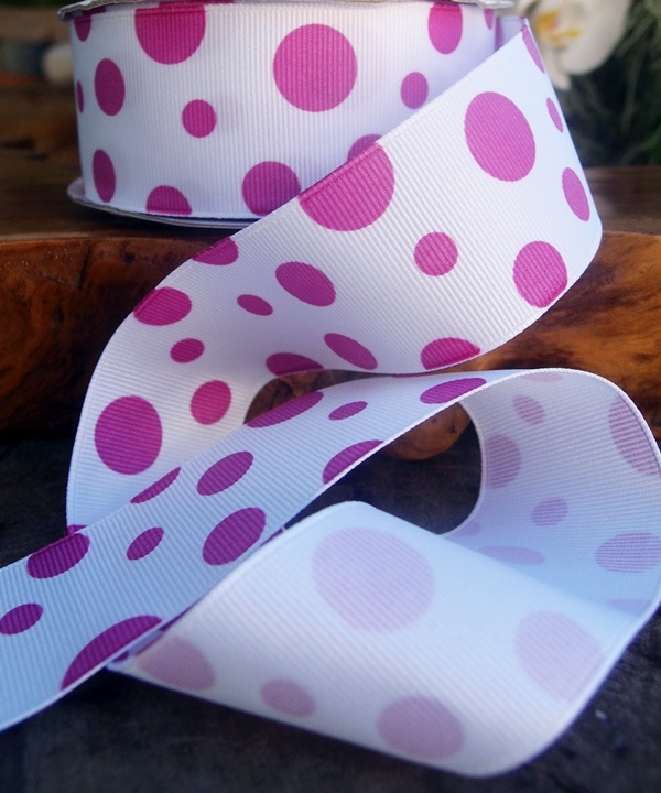 Polka Dot Ribbon Printed on Grosgrain