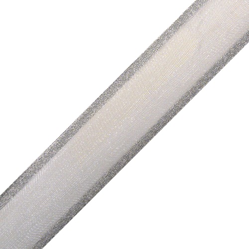 Silver Sheer Silver Bold Wired Ribbon