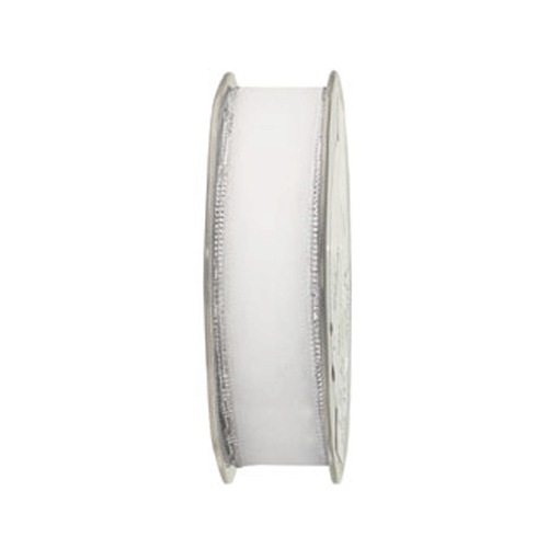 White Sheer Ribbon with Silver Edge