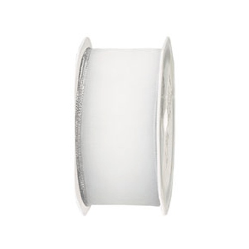 White Sheer Ribbon with Silver Edge