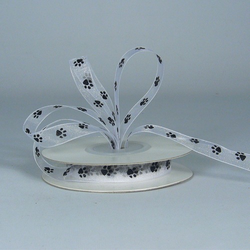 White Sheer with Black Paw Print