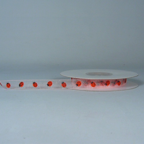 Pink Sheer with Lady Bug Print Ribbon