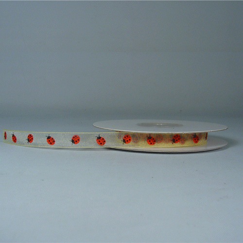 Yellow Sheer with Lady Bug Print Ribbon