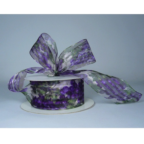 Satin Stripes Grape Sheer Garden Ribbon