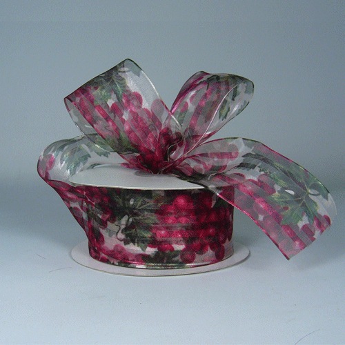 Satin Stripes Grape Sheer Garden Ribbon