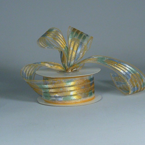 Satin Stripes on Sheer Pansies Ribbon