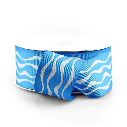 Turquoise Wavy Print Ribbon