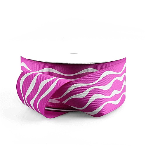 Fucshia Wavy Print Ribbon