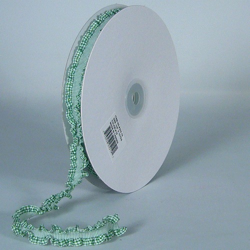 Hunter Gingham Ruffled Ribbon Stetch Trim Ribbon