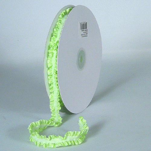 Lime Gingham Ruffled Ribbon Stetch Trim Ribbon