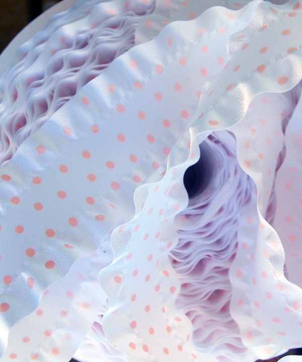 Pink Polka Dot Ruffled Ribbon