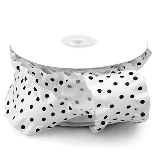 Black Polka Dot Ruffled Ribbon